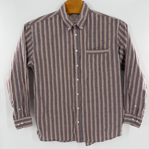 Roadblock Other - Road Mens XL‎ Button Down Shirt Multi Color Vertical Stripe Cotton Long SL